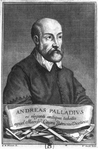 Andrea Palladio (1508-80) grabado por Francesco II Zucchi de Giovanni Battista Marioti